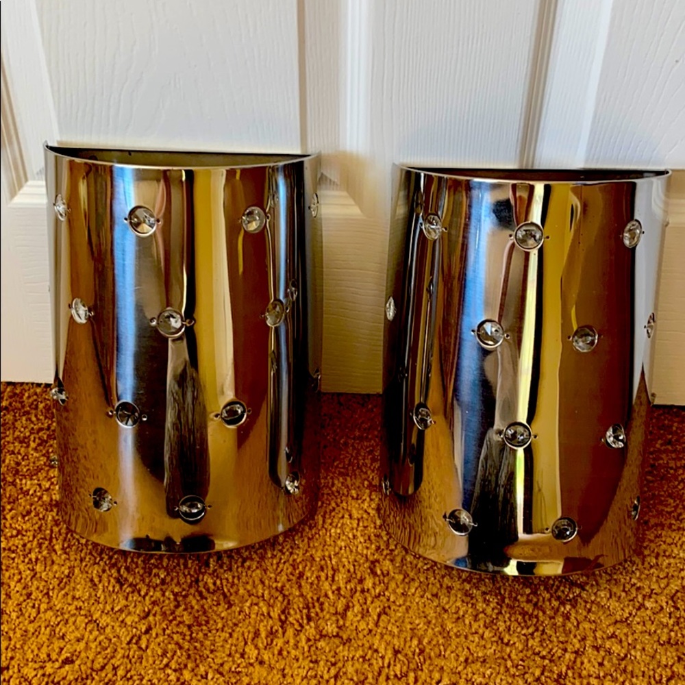 Two stainless steel sconces with crystal detail